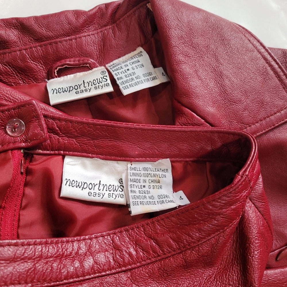 Red Leather Jacket and Skirt Set - Picture 3 of 3